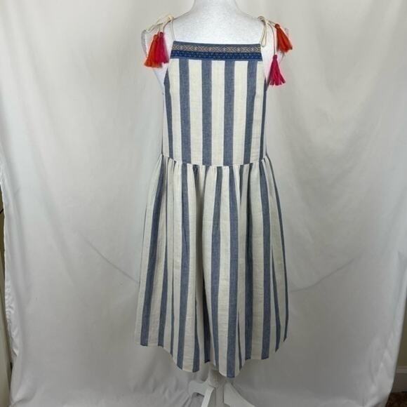 Altar’d State Embroidered Blue & White Striped 100% Cotton Dress NWOT Size S - Picture 5 of 11